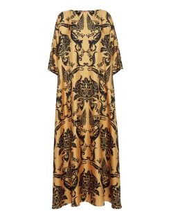 Muumuu Dress Round NeckCherubs Gold in Silk Twill