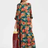 Muumuu Dress Round NeckHottie Emerald in Silk Twill