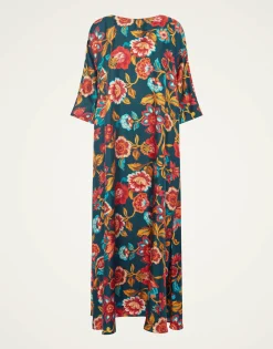 Muumuu Dress Round NeckHottie Emerald in Silk Twill