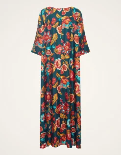 Muumuu Dress Round NeckHottie Emerald in Silk Twill