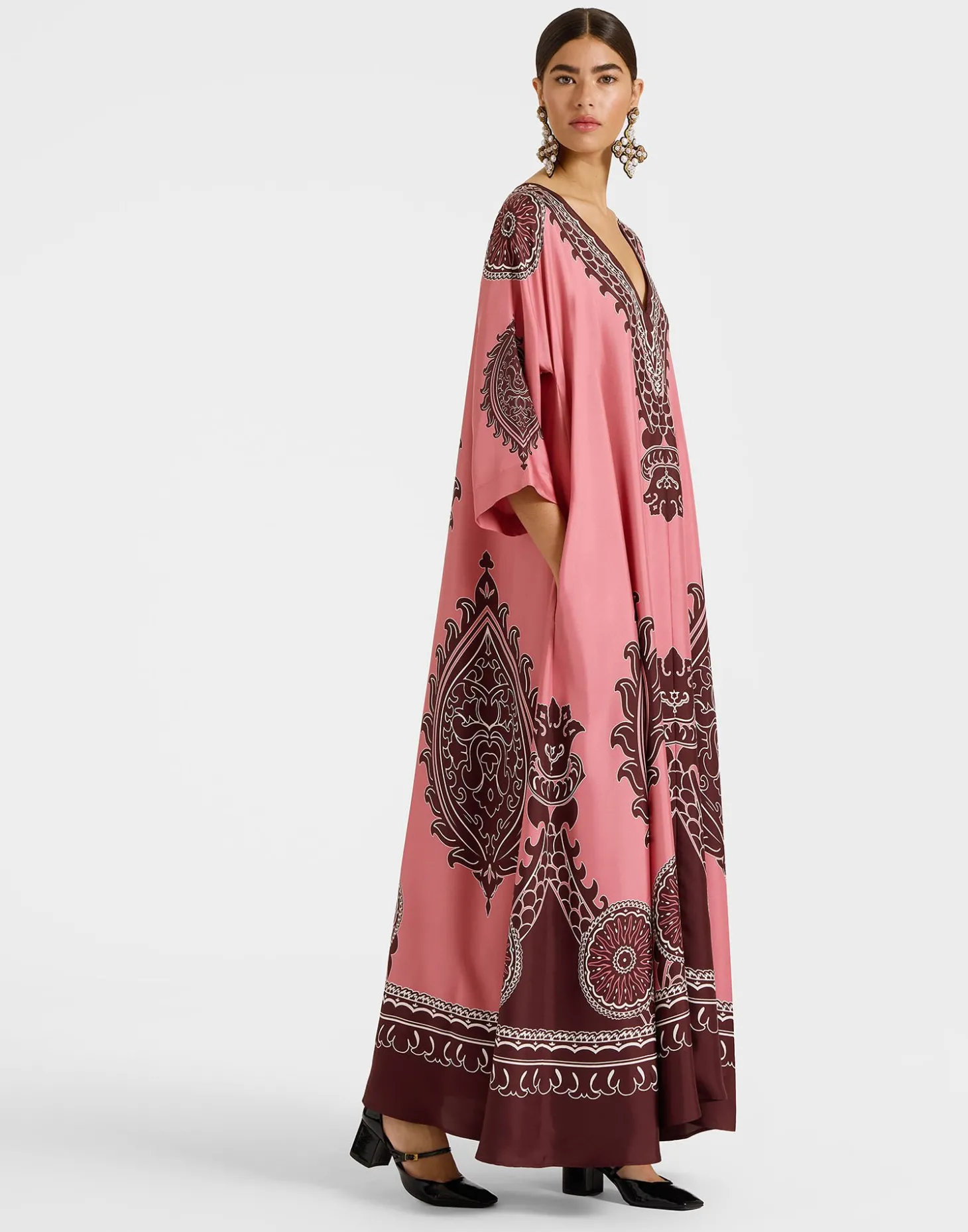 Muumuu DressOltrarno Placée Pink in Silk Twill