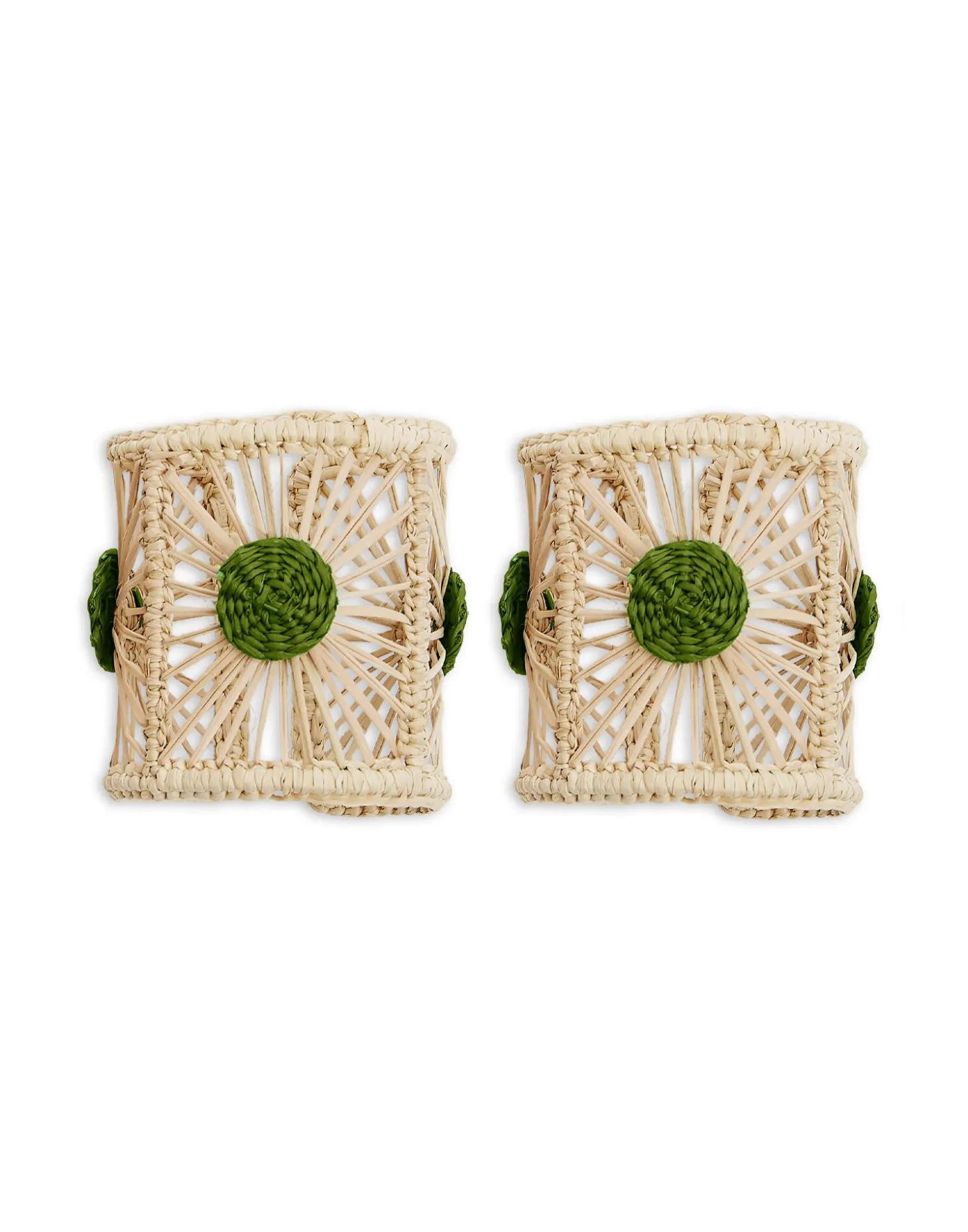 Napkin Rings Set Of 2Green in Iraca
