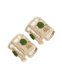 Napkin Rings Set Of 2Green in Iraca