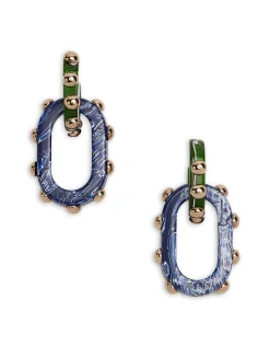 Nefertiti Double EarringsDark Green in Acrylic Resin