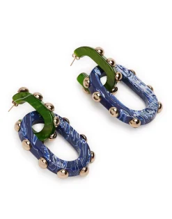 Nefertiti Double EarringsDark Green in Acrylic Resin