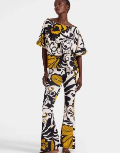 New Meditation PantsMarea Black & White in Stretch Fleece