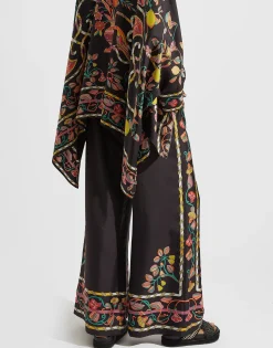 Palazzo PantsBorboni Plac&eacute;e Nero in Twill Silk