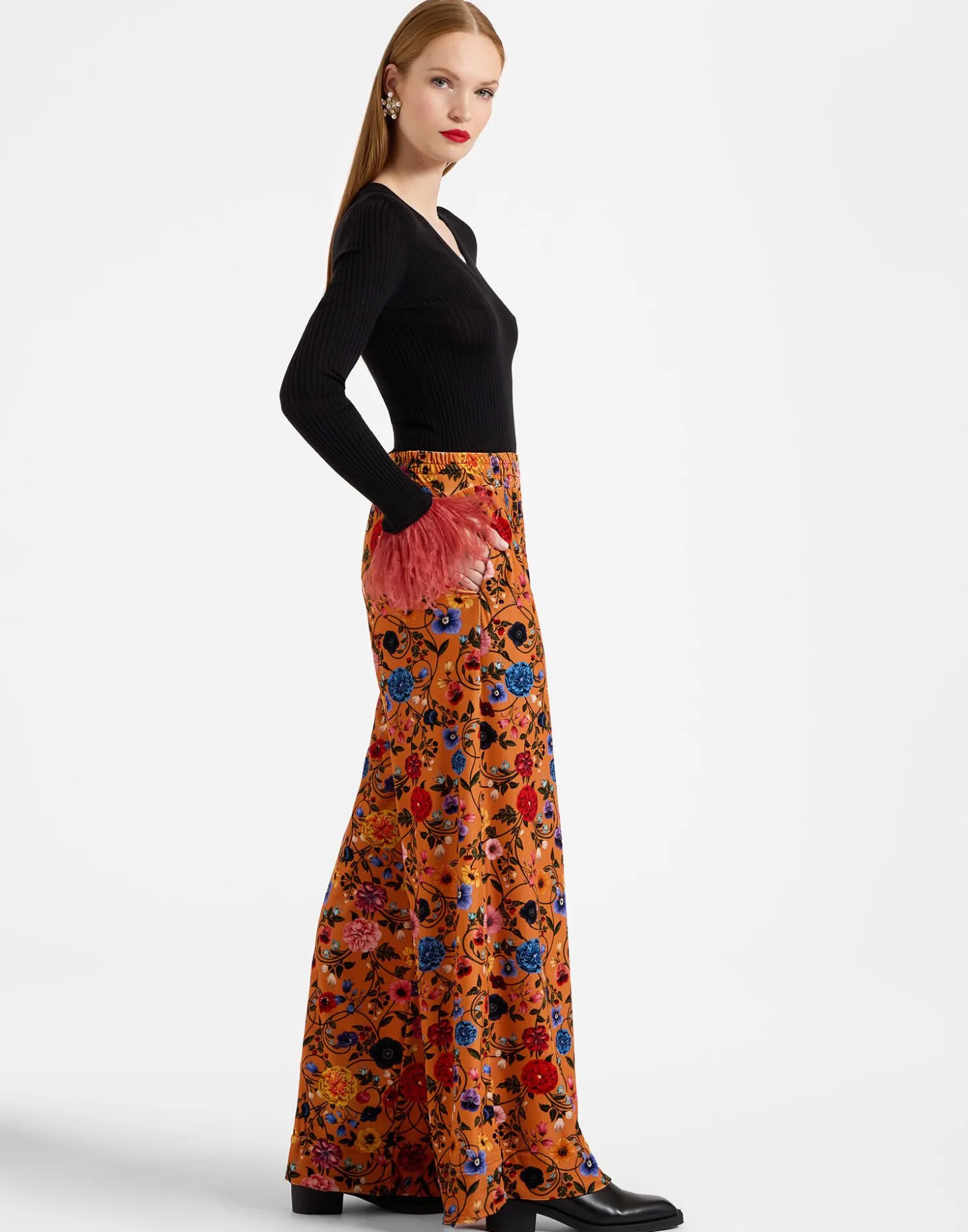 Palazzo PantsBotticelli Rust in Velvet Stretch
