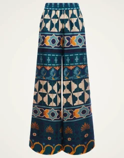 Palazzo PantsCasareale Plac&egrave;e Emerald in Silk Twill