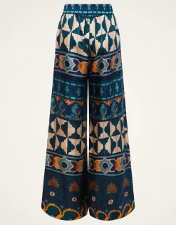 Palazzo PantsCasareale Plac&egrave;e Emerald in Silk Twill