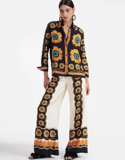 Palazzo PantsDaisychain Placée Orange in Silk Twill