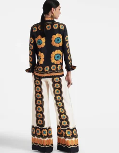 Palazzo PantsDaisychain Plac&eacute;e Orange in Silk Twill