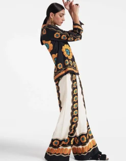 Palazzo PantsDaisychain Placée Orange in Silk Twill