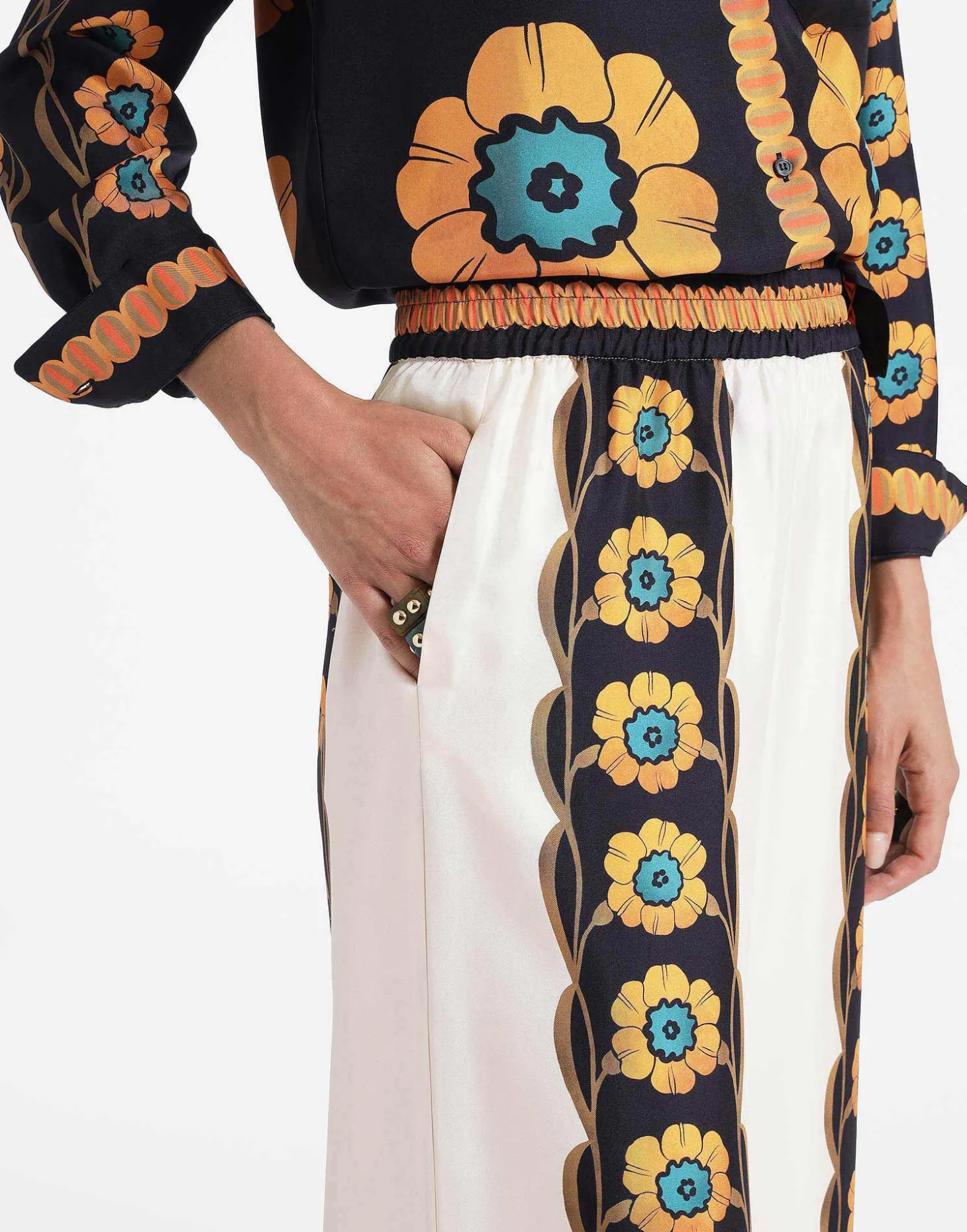 Palazzo PantsDaisychain Placée Orange in Silk Twill