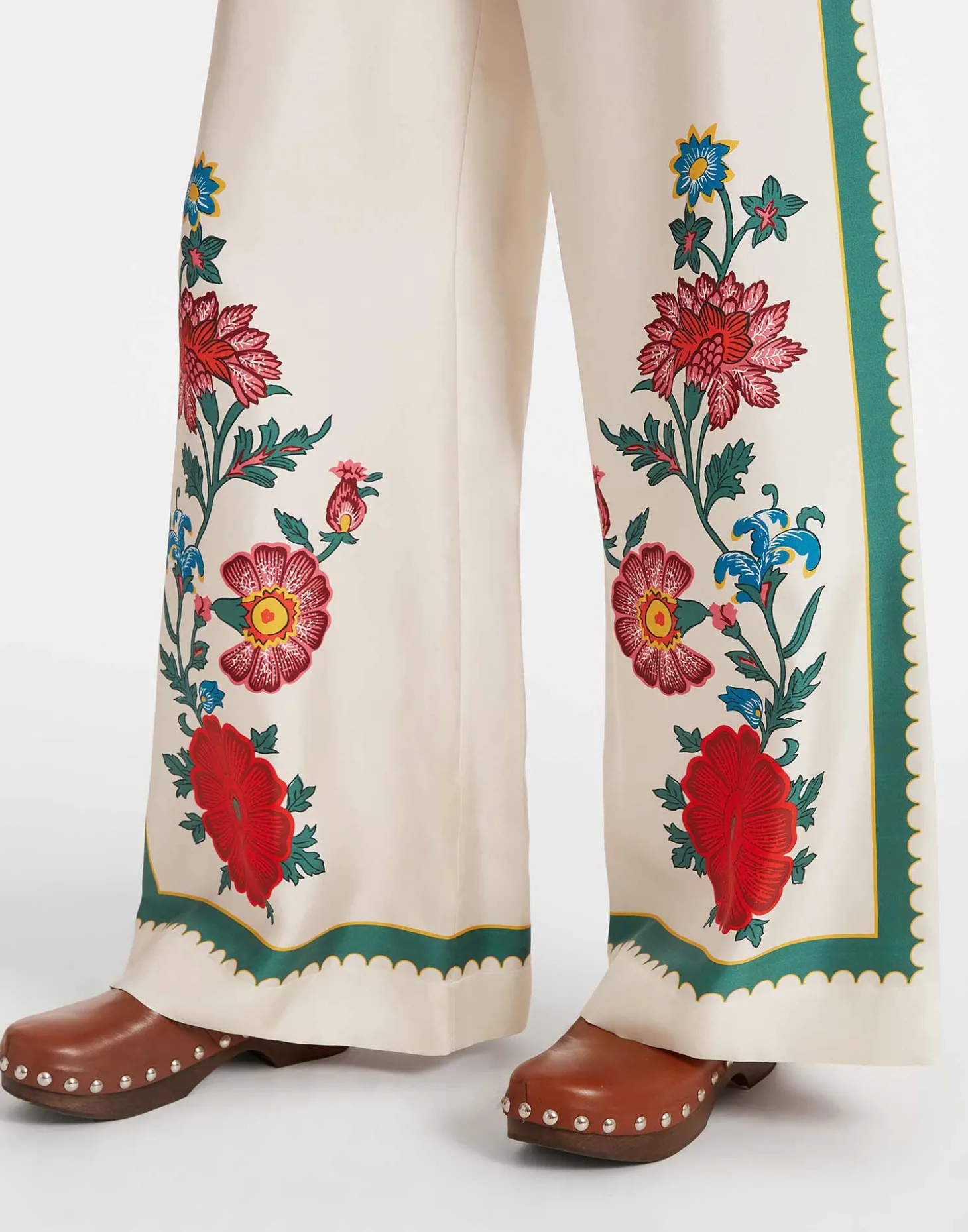 Palazzo PantsDragonflower Placée Multicolor in Silk Twill