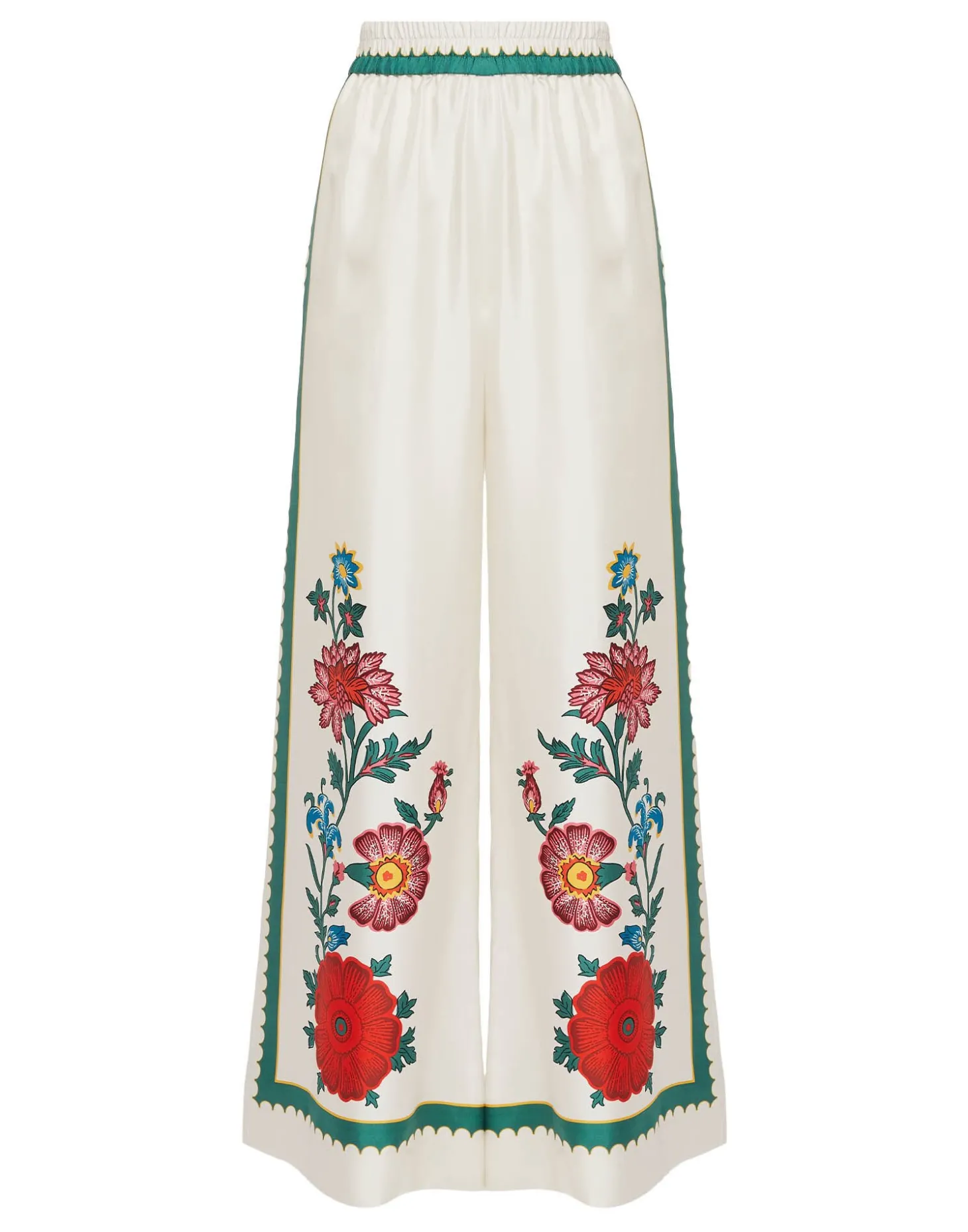 Palazzo PantsDragonflower Placée Multicolor in Silk Twill