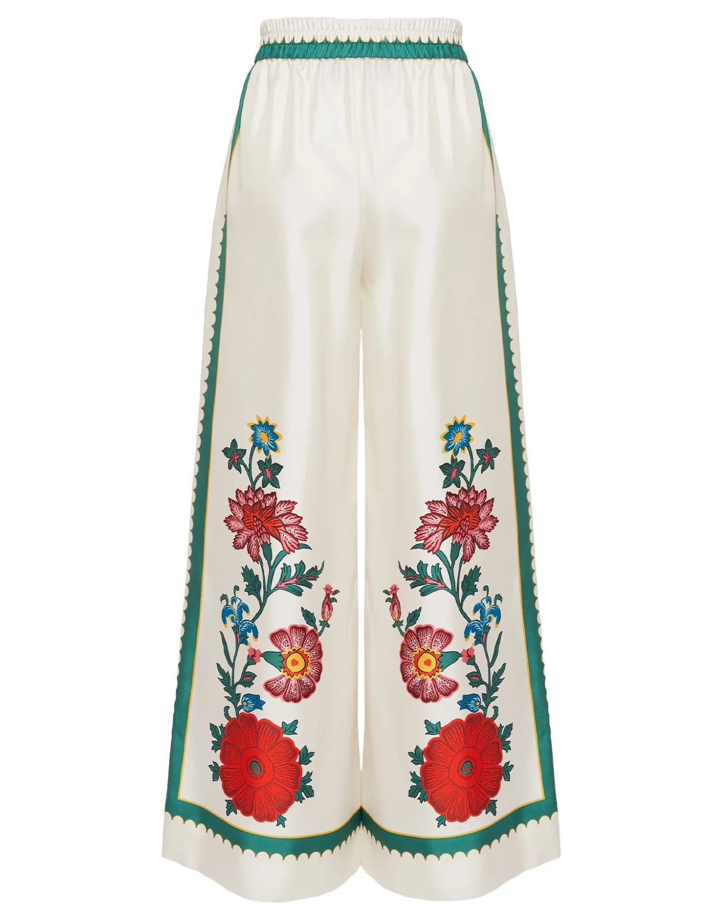 Palazzo PantsDragonflower Placée Multicolor in Silk Twill