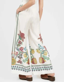 Palazzo PantsGrenadilla Plac&eacute;e Off White in Silk Twill