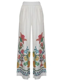Palazzo PantsGrenadilla Plac&eacute;e Off White in Silk Twill