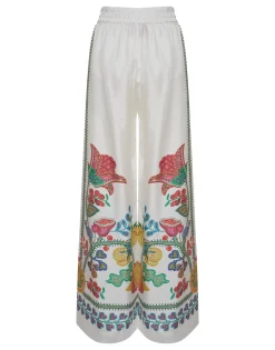 Palazzo PantsGrenadilla Plac&eacute;e Off White in Silk Twill