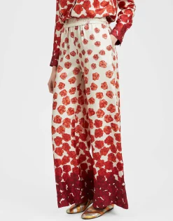 Palazzo PantsHaze Plac&egrave;e Red in Silk Twill