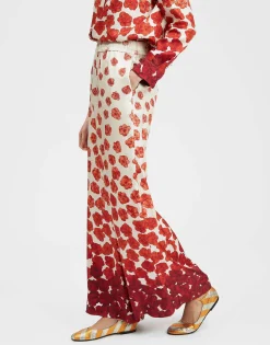 Palazzo PantsHaze Plac&egrave;e Red in Silk Twill