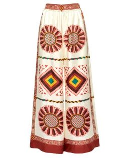 Palazzo PantsMacro Tiles Placée in Twill Silk