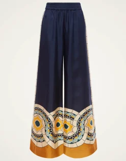 Palazzo PantsMudejar Plac&eacute;e Blue in Silk Twill
