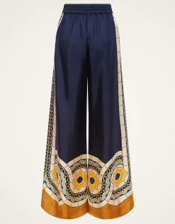Palazzo PantsMudejar Plac&eacute;e Blue in Silk Twill