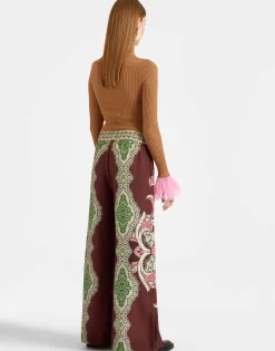 Palazzo PantsPortal Plac&eacute;e Brown in Silk Twill