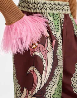 Palazzo PantsPortal Plac&eacute;e Brown in Silk Twill