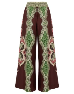 Palazzo PantsPortal Plac&eacute;e Brown in Silk Twill