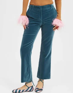 24/7 PantsLight Blue in Velvet With Feathers