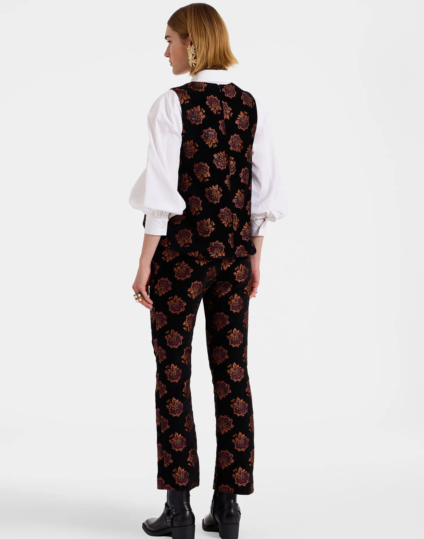 24/7 PantsRosette Black in Jacquard