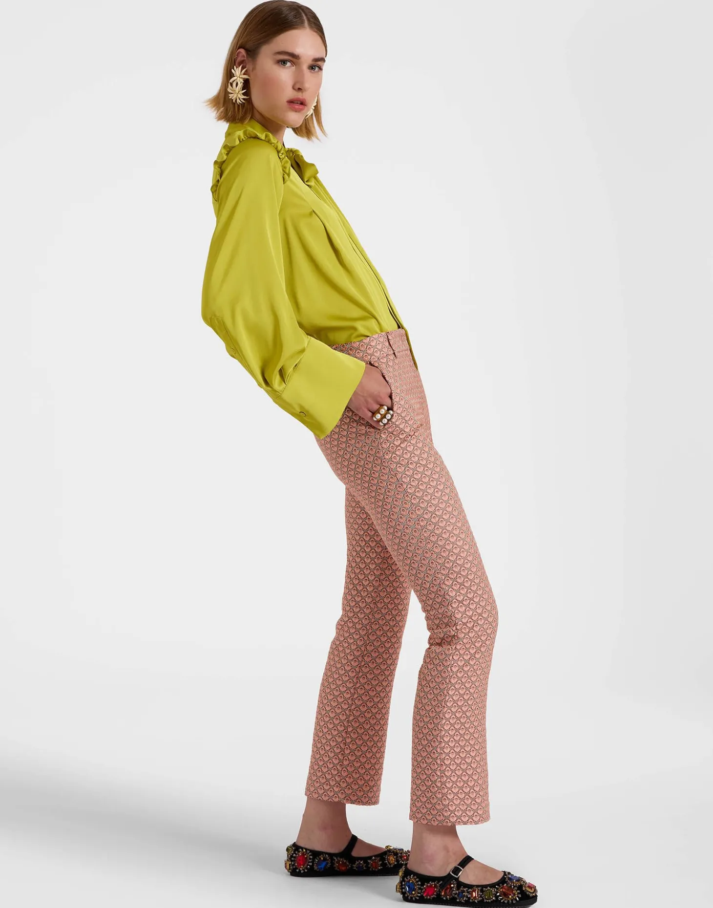 24/7 PantsTulip Pale Pink in Jacquard