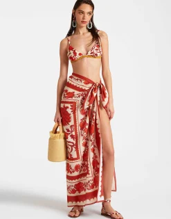 PareoDragonflower Plac&eacute;e Red in Silk Voile