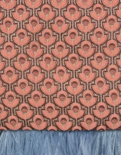 Party PochetteTulip Pale Pink in Jacquard With Feathers