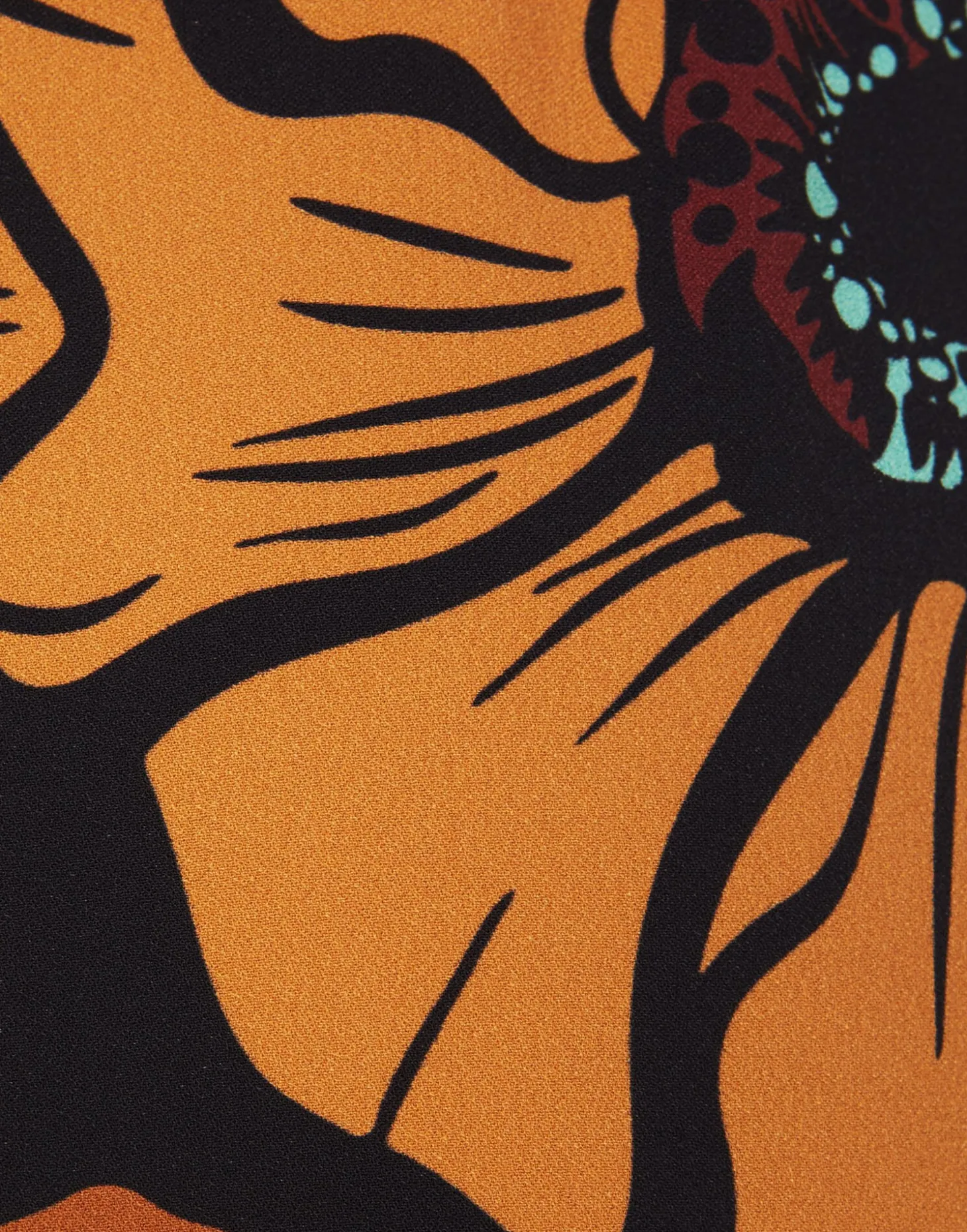 Pencil SkirtBig Blooms Placée Brown in Envers Satin