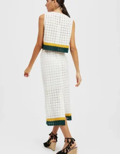 Pencil SkirtClover White in Embroidered Cotton