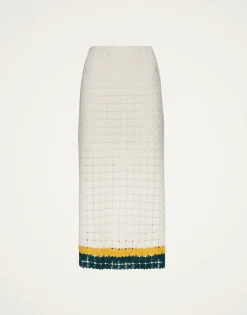 Pencil SkirtClover White in Embroidered Cotton
