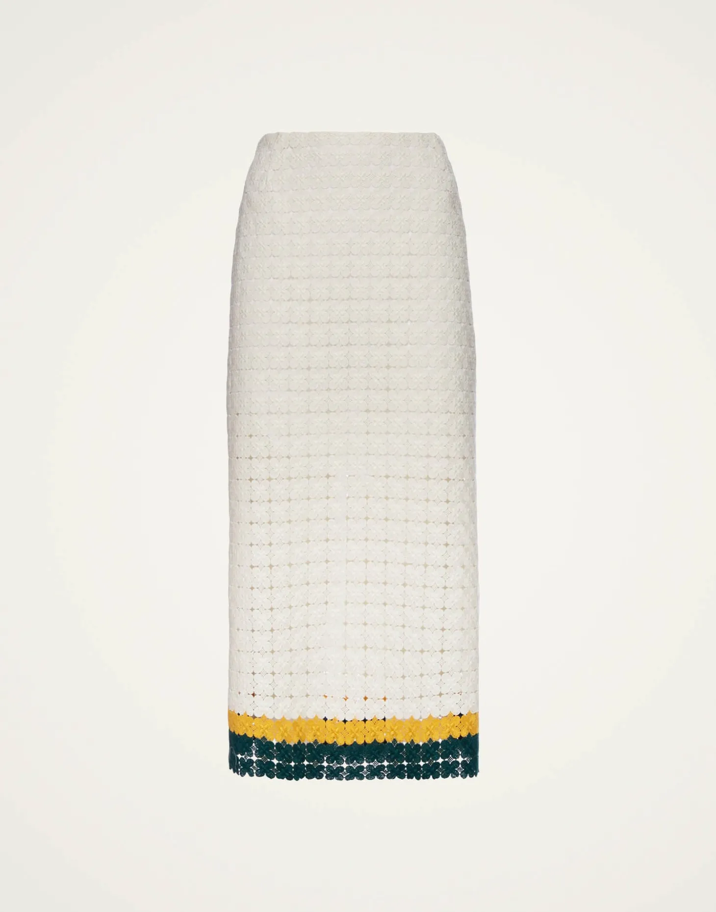 Pencil SkirtClover White in Embroidered Cotton