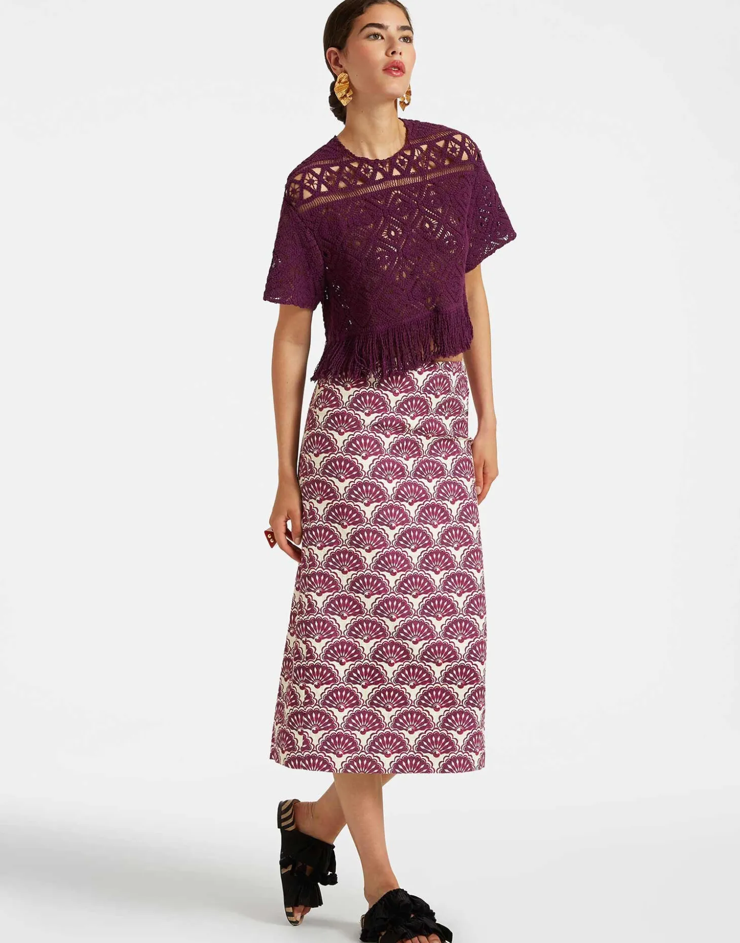 Pencil SkirtFans Purple in Shot Cotton