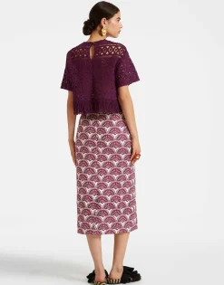 Pencil SkirtFans Purple in Shot Cotton