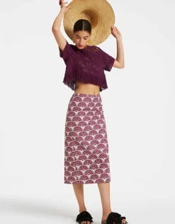 Pencil SkirtFans Purple in Shot Cotton