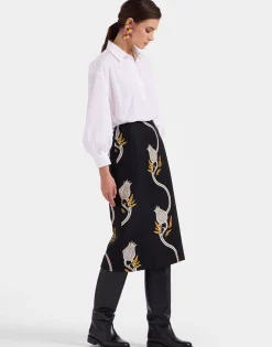 Pencil SkirtMelograno Black & White in Cady Wool