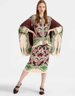 Pencil SkirtPortal Plac&eacute;e Brown in Envers Satin