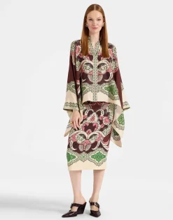 Pencil SkirtPortal Placée Brown in Envers Satin