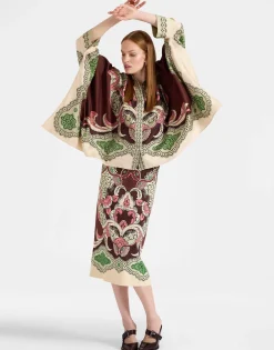 Pencil SkirtPortal Placée Brown in Envers Satin