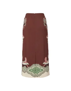 Pencil SkirtPortal Placée Brown in Envers Satin