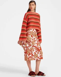 Pencil SkirtReef White in Shot Cotton